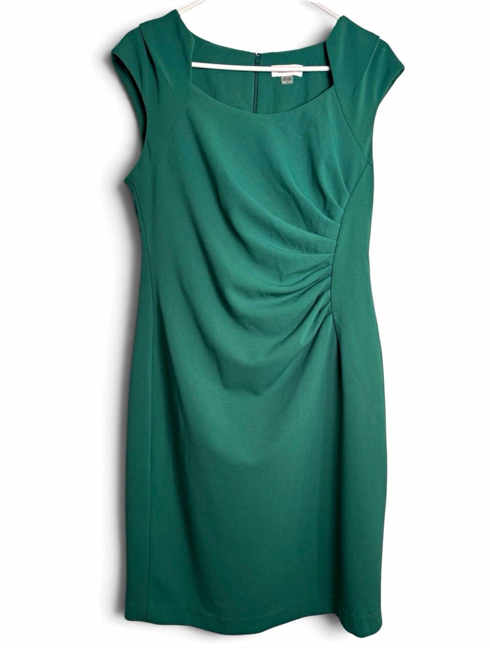 Calvin Klein Green Ruched Cap Sleeve Sheath Cocktail Dress Women Size 12